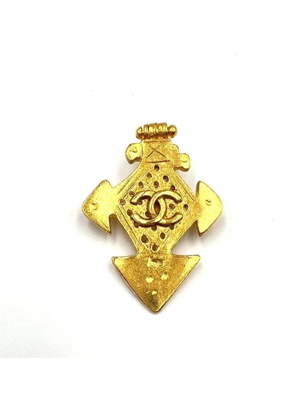 Chanel CC Logo Cross Motif Gold Plated Brooch